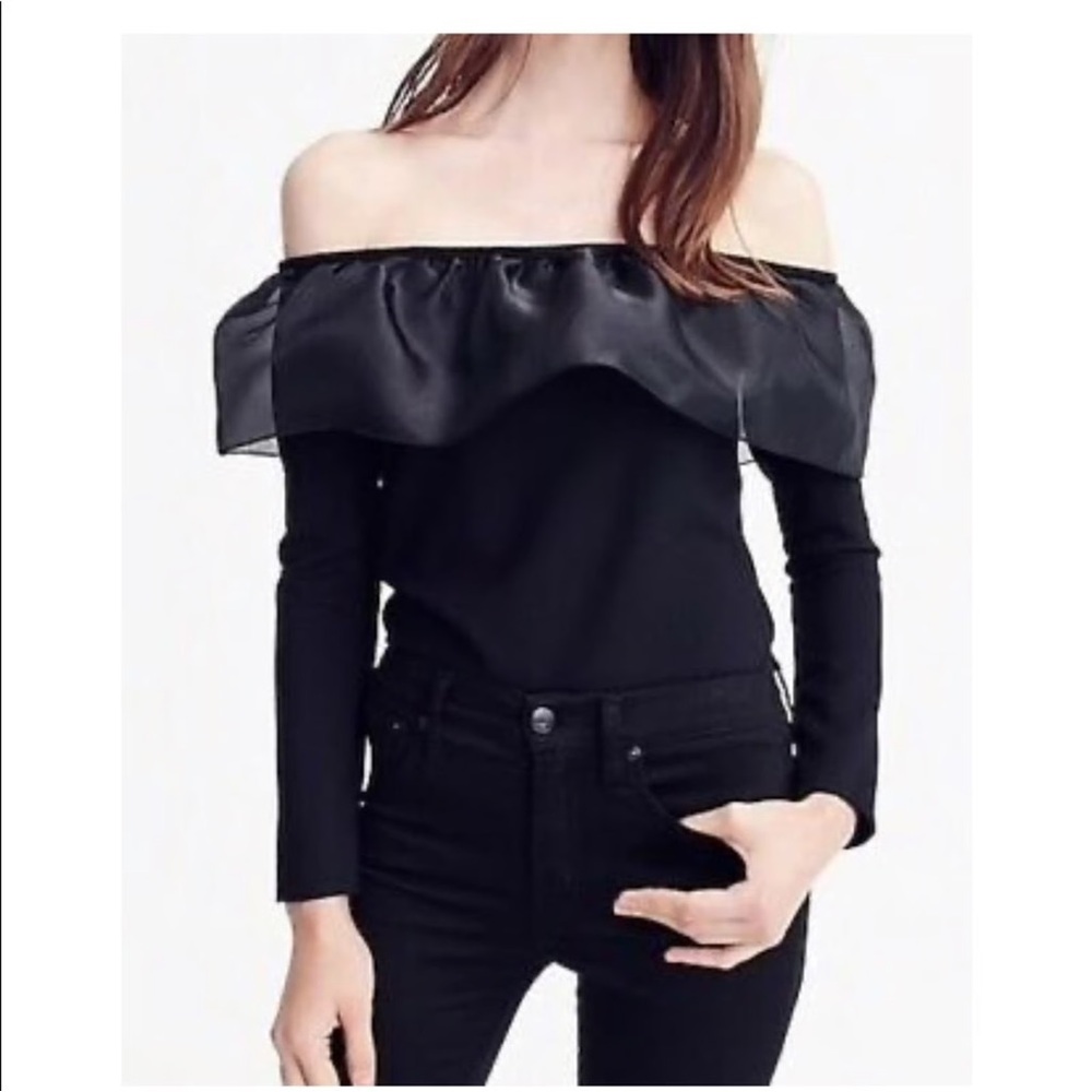 J. Crew Off-Shoulder Black Top